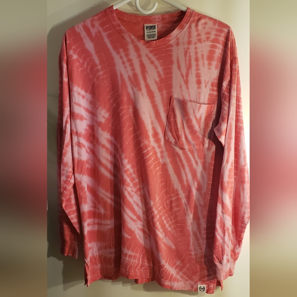 VS Pink size small tie dye pink long sleeve tee. Nearly new.